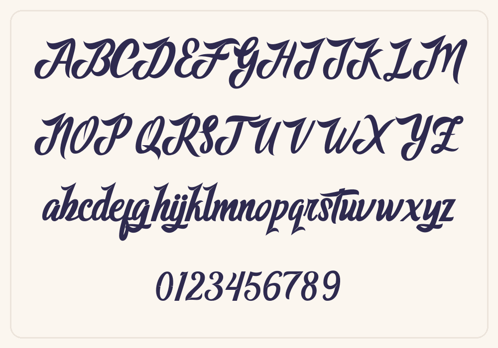Adventure Script alphabet A to Z
