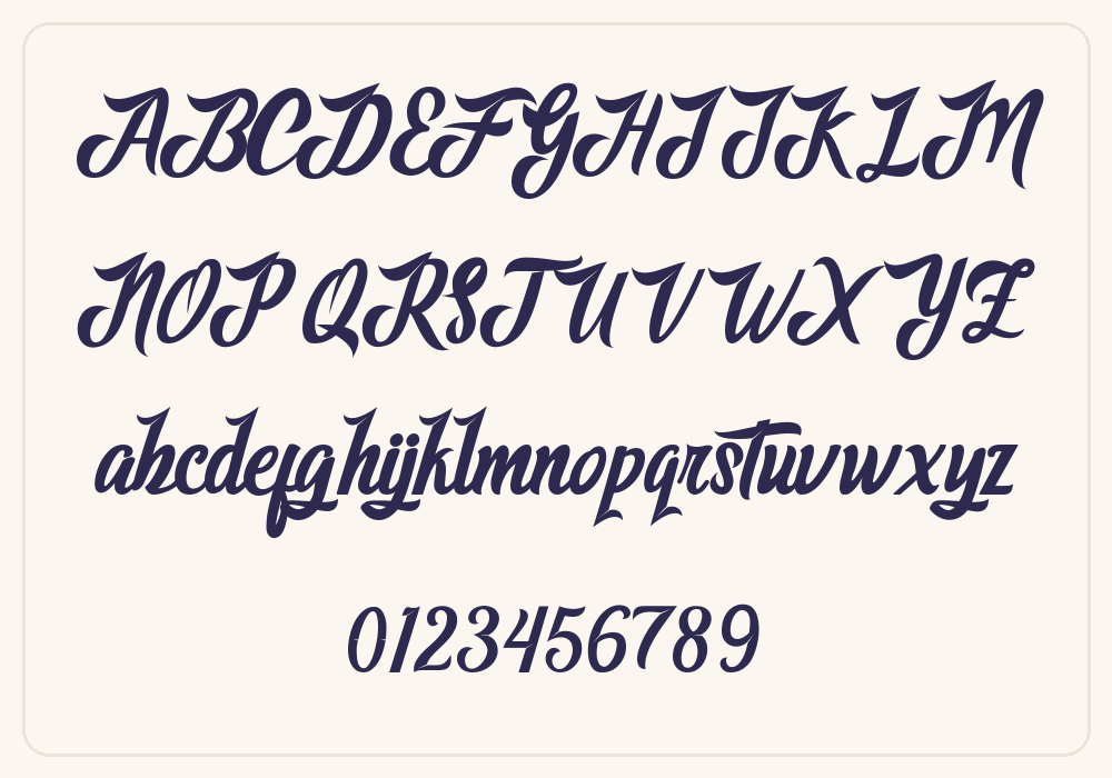 Adventure Script alphabet A to Z