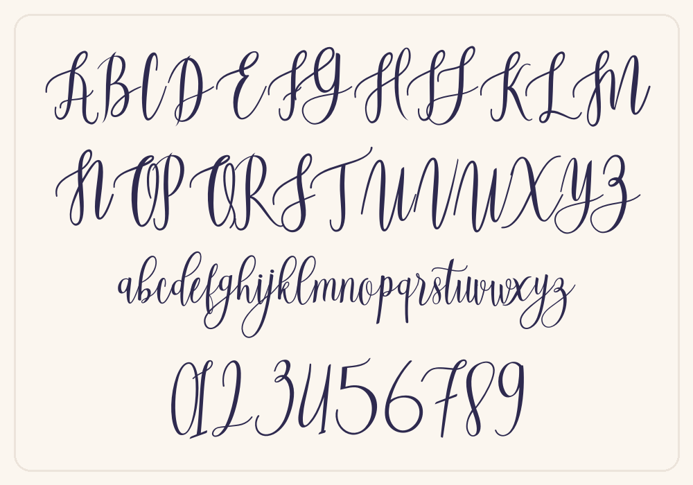 Beautiful Script alphabet A to Z