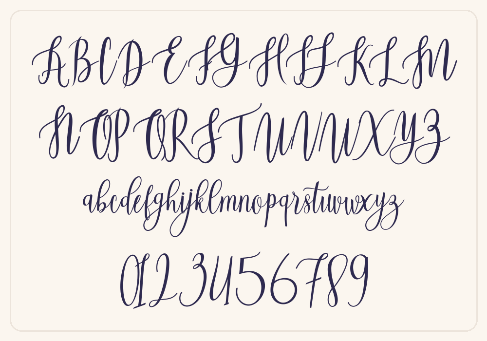 Beautiful Script alphabet A to Z