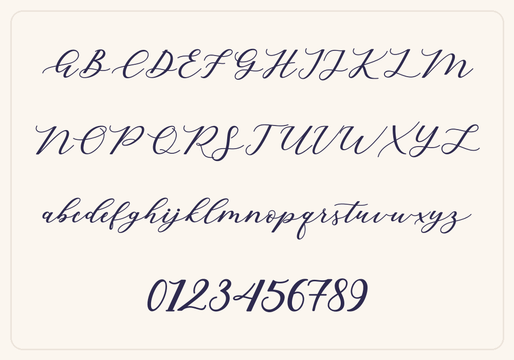 Cintya Script alphabet A to Z