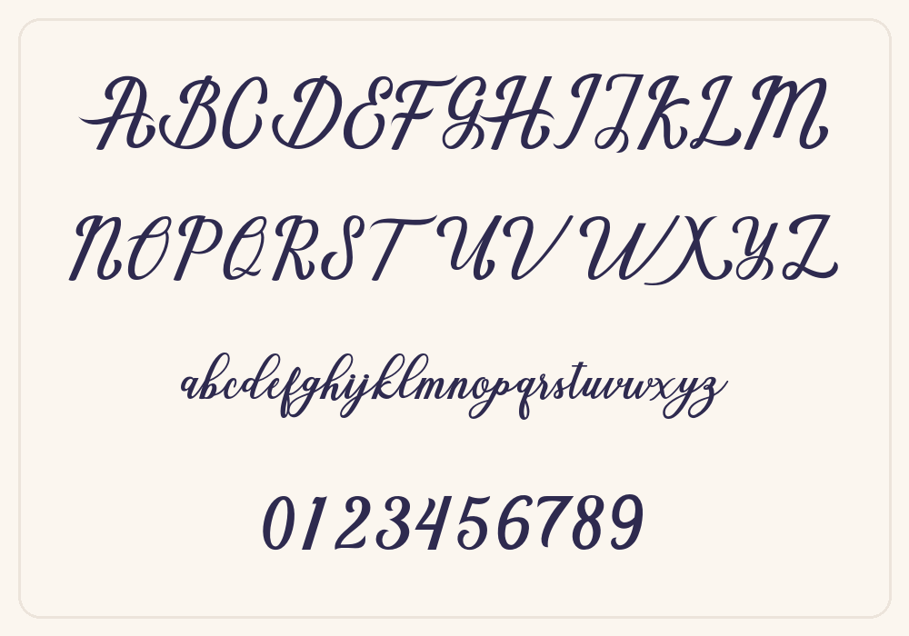 Marria Script alphabet A to Z