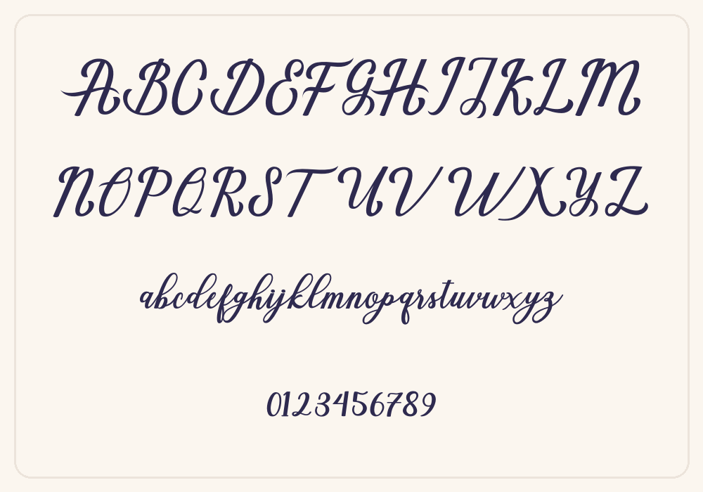 Natural Script alphabet A to Z
