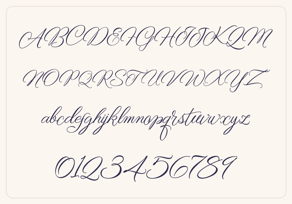 Rellista Script alphabet A to Z