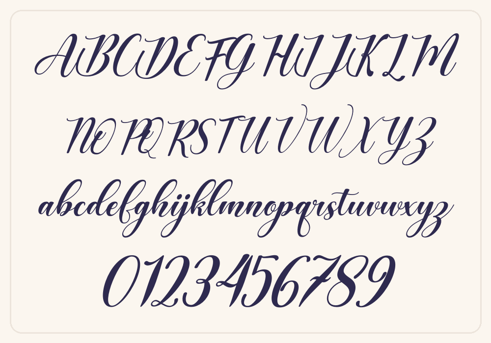 The Purple Love-Italic alphabet A to Z